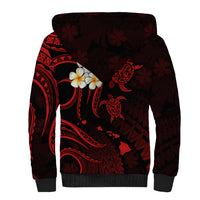 Personalised Oahu Hawaii Sherpa Hoodie Polynesian Tattoo and Pacific Plumeria Red Vibe LT9 - Polynesian Pride