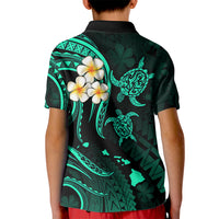 Personalised Oahu Hawaii Kid Polo Shirt Polynesian Tattoo and Pacific Plumeria Turquoise Vibe LT9 - Polynesian Pride