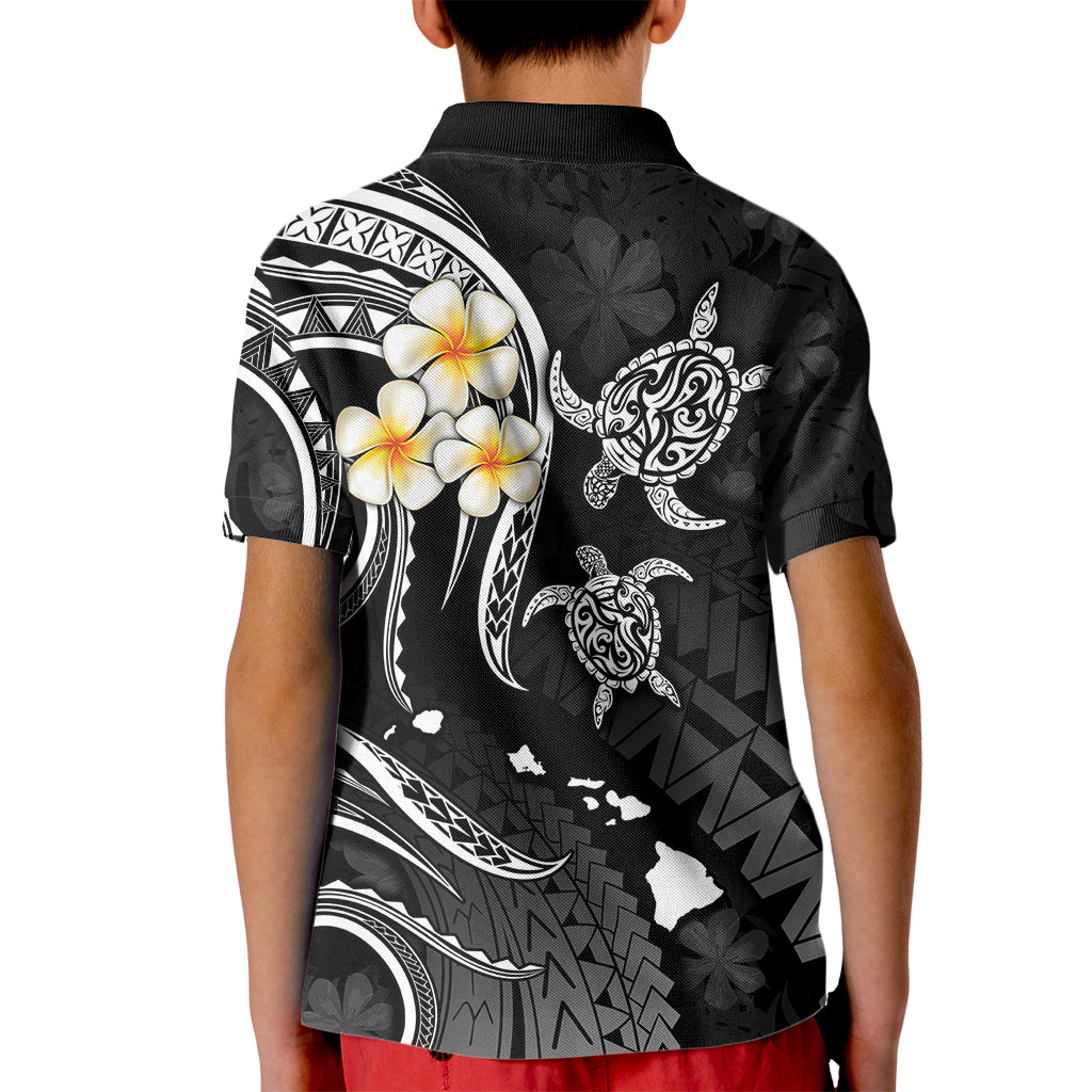 Personalised Oahu Hawaii Kid Polo Shirt Polynesian Tattoo and Pacific Plumeria White Vibe LT9 - Polynesian Pride