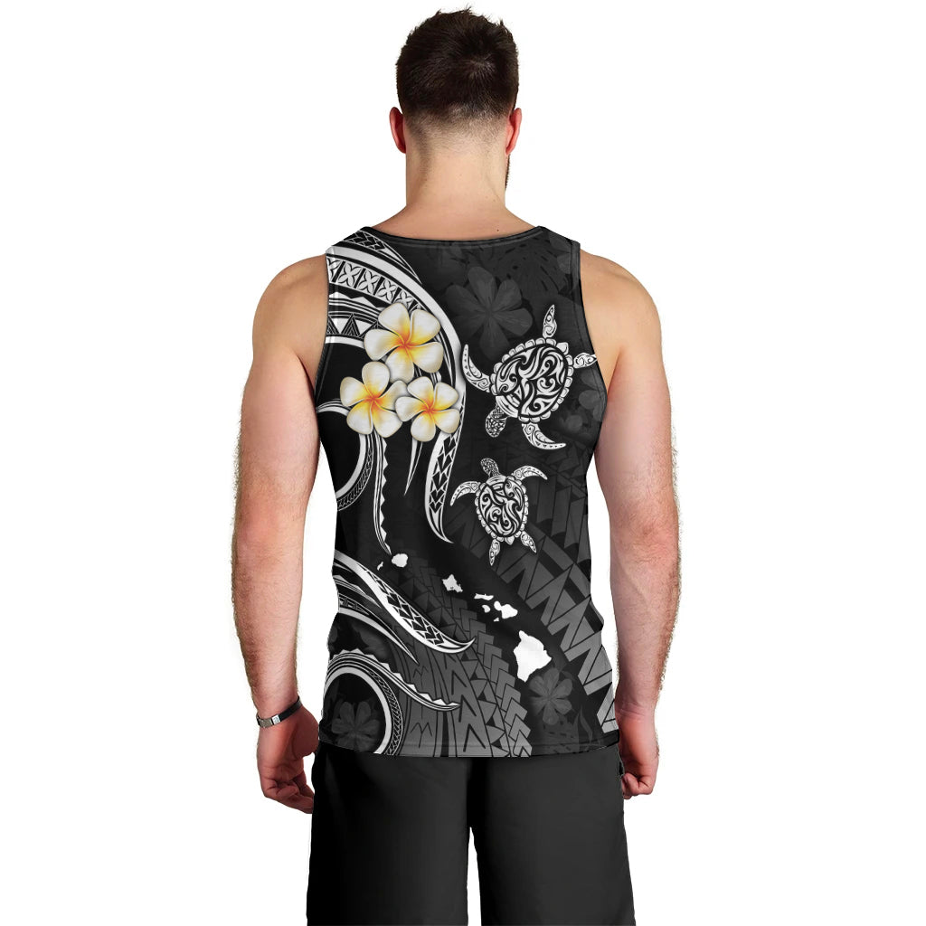 Personalised Oahu Hawaii Men Tank Top Polynesian Tattoo and Pacific Plumeria White Vibe LT9 - Polynesian Pride