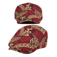 Luxury Red Monstera Jeff Hat Polynesian Tribal Pattern - Polynesian Pride