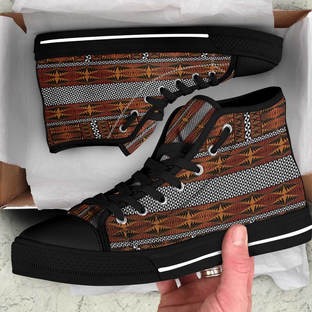 Malo e Lelei Tonga High Top Shoes Tongan Ngatu Tapa Cloth - Polynesian Pride