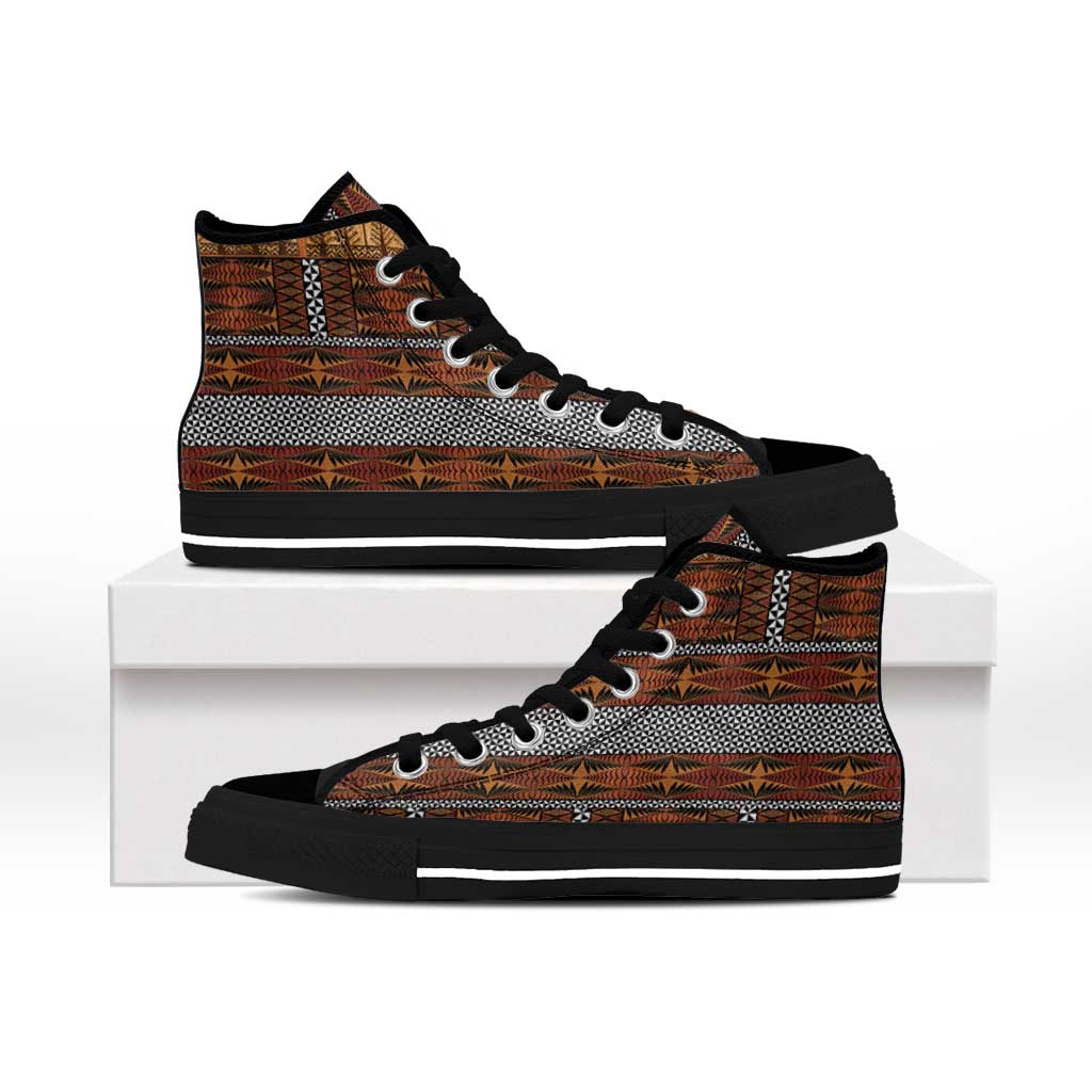 Malo e Lelei Tonga High Top Shoes Tongan Ngatu Tapa Cloth - Polynesian Pride