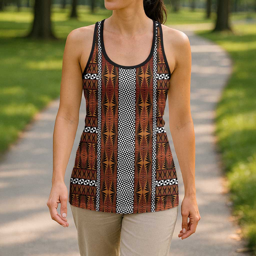 Malo e Lelei Tonga Hollow Tank Top Tongan Ngatu Tapa Cloth - Polynesian Pride