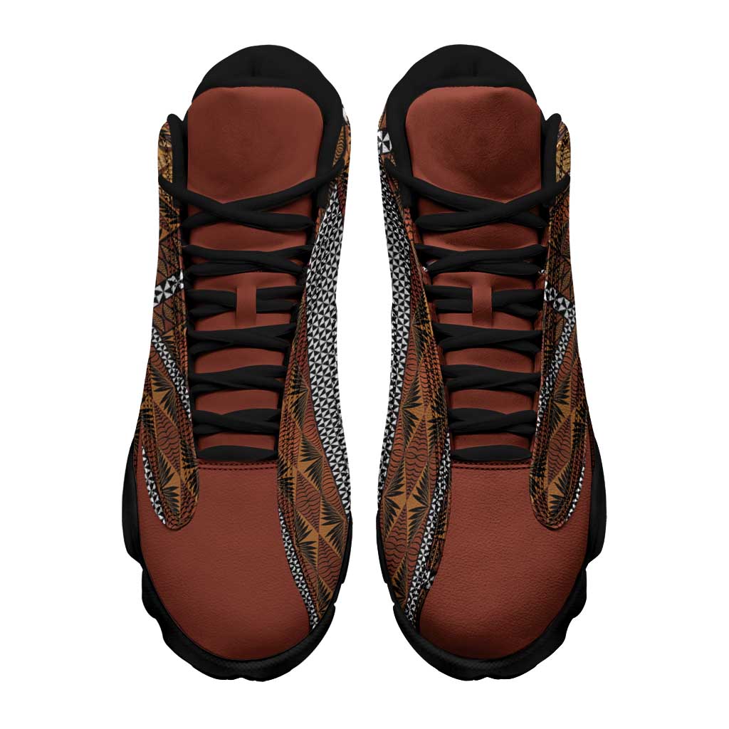 Malo e Lelei Tonga Sneakers J13 Tongan Ngatu Tapa Cloth - Polynesian Pride