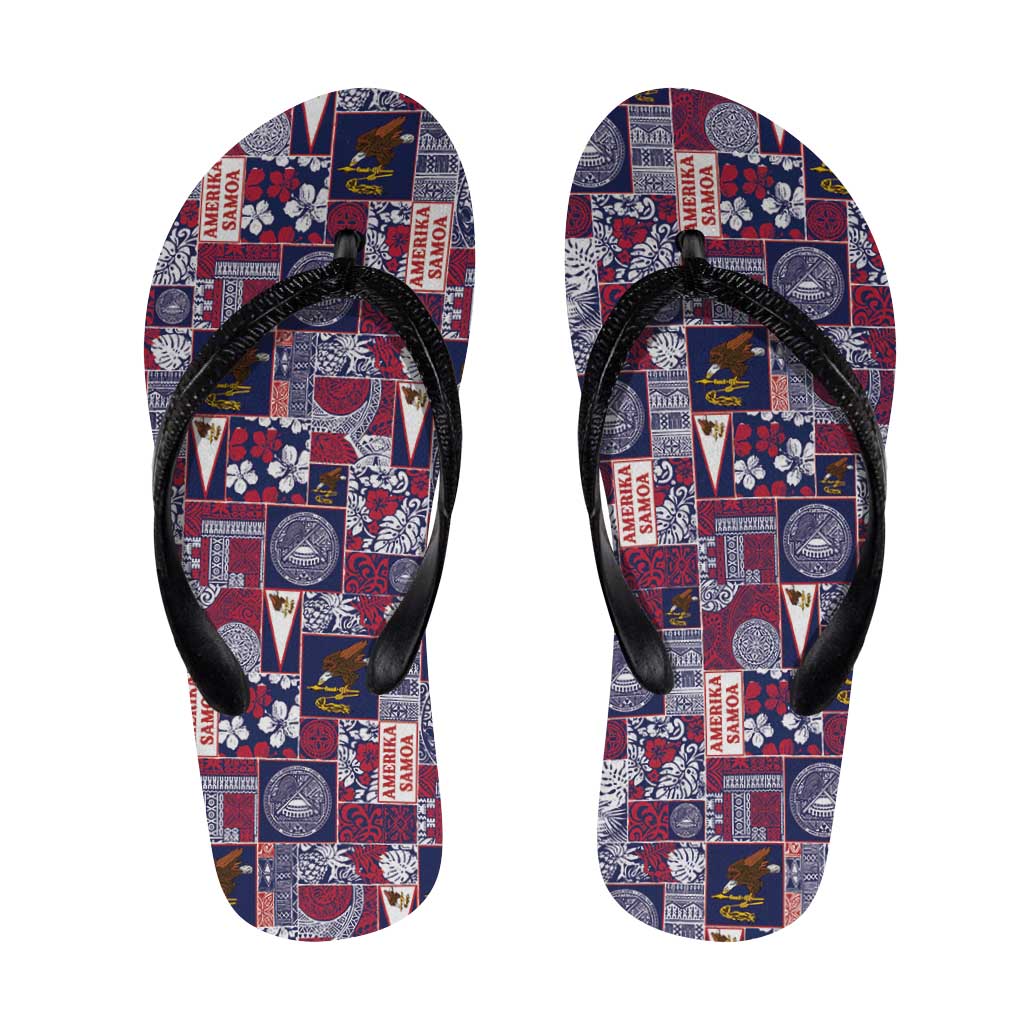 Manuia le Kerisimasi American Samoa Flip Flops Pacific Patchwork Xmas Vibes - Polynesian Pride