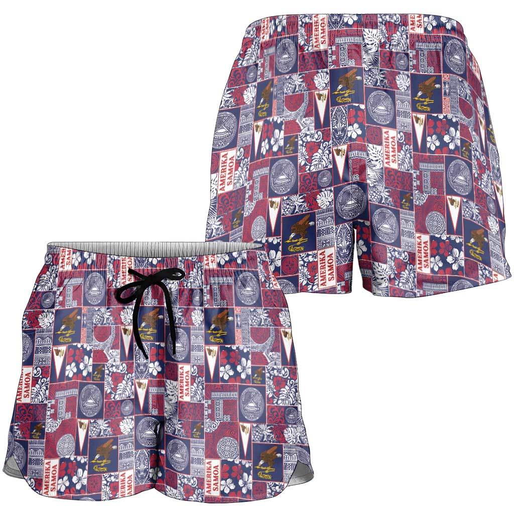 Manuia le Kerisimasi American Samoa Shorts for Women Pacific Patchwork Xmas Vibes - Polynesian Pride