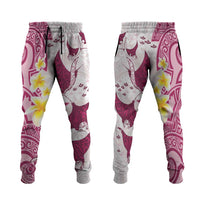 Maori Manta Ray Plumeria Royal Pink Jogger Pants - Polynesian Pride