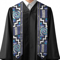 Maori Matariki Graduation Stole Blue Galaxy Aesthetic Koru Art LT01 - Polynesian Pride