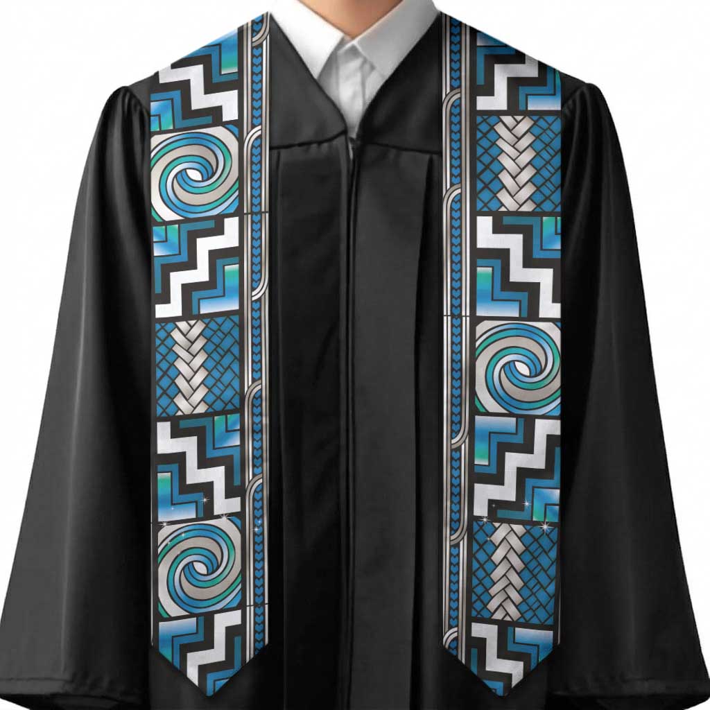 Maori Matariki Graduation Stole Green Galaxy Aesthetic Koru Art LT01 - Polynesian Pride