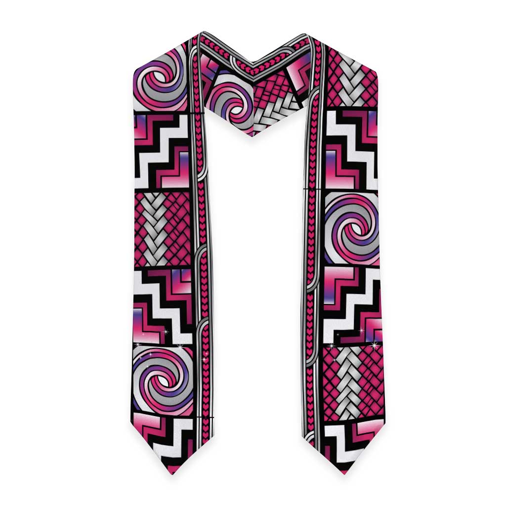 Maori Matariki Graduation Stole Pink Galaxy Aesthetic Koru Art