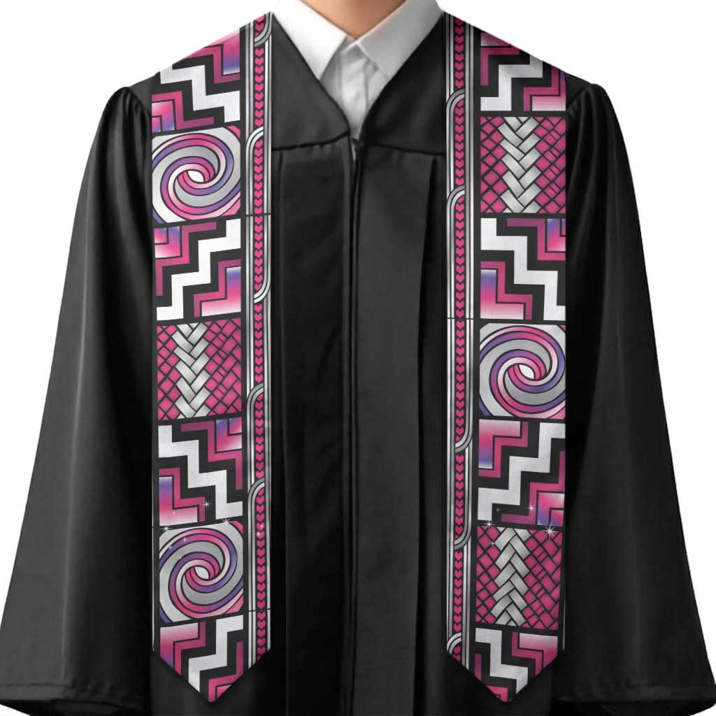 Maori Matariki Graduation Stole Pink Galaxy Aesthetic Koru Art