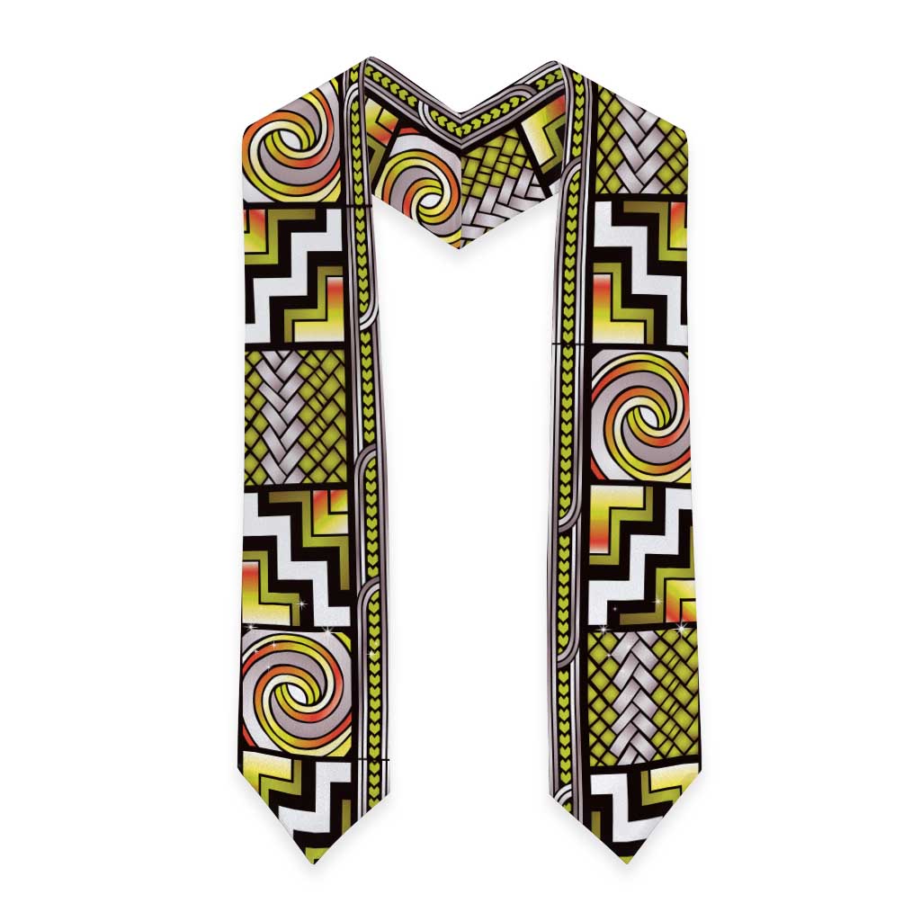 Maori Matariki Graduation Stole Yellow Galaxy Aesthetic Koru Art