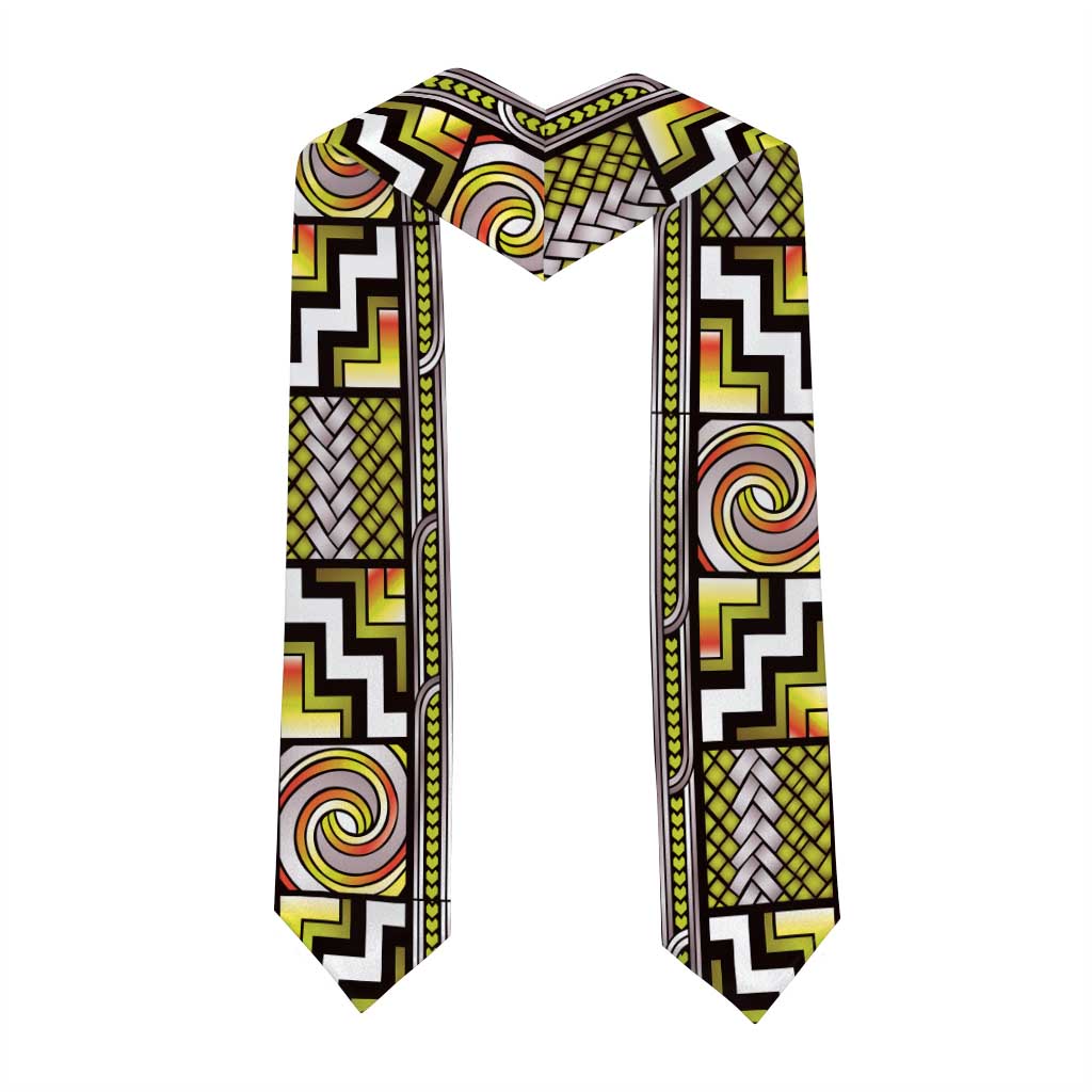 Maori Matariki Graduation Stole Yellow Galaxy Aesthetic Koru Art