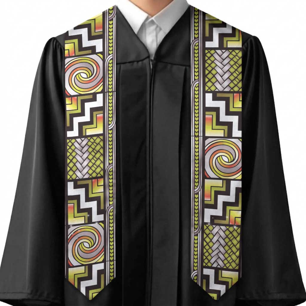 Maori Matariki Graduation Stole Yellow Galaxy Aesthetic Koru Art