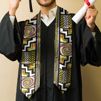 Maori Matariki Graduation Stole Yellow Galaxy Aesthetic Koru Art