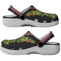 Maori Tukutuku Clogs Shoes with Ferns Pohutukawa and Kowhai Tribal Moko Patterns