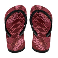 Maroon Aloha Hawaii Flip Flops Hawaiian Kakau Ohia Lehua Lei - Polynesian Pride