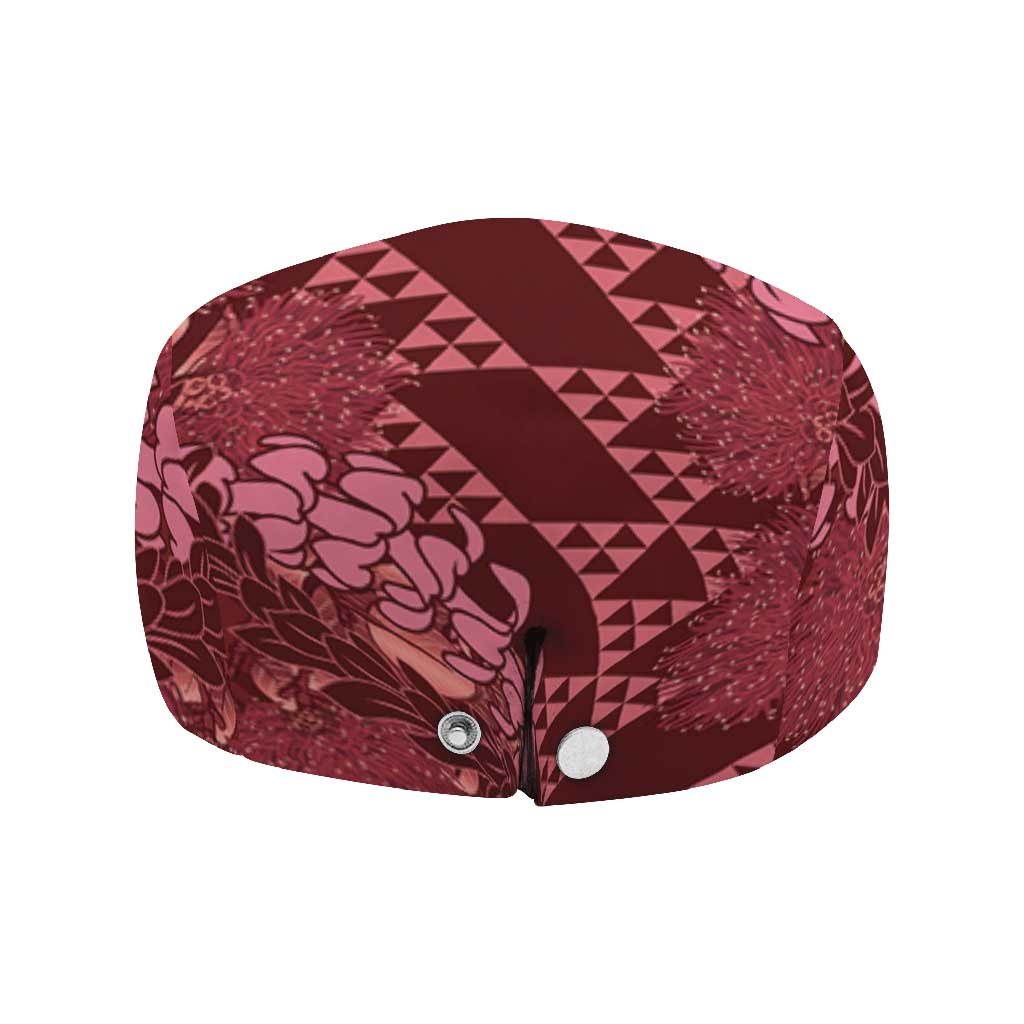 Maroon Aloha Hawaii Jeff Hat Hawaiian Kakau Ohia Lehua Lei - Polynesian Pride