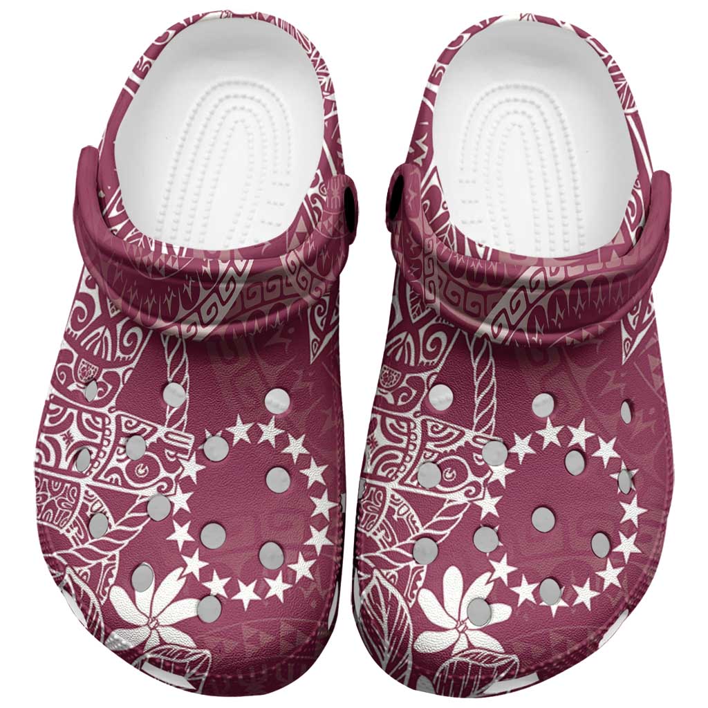 Maroon Kuki Airani Tapakau Clogs Shoes Tribal Anchor Mix Tiare