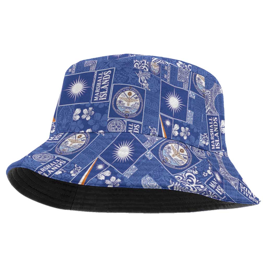Marshall Islands Merry Christmas Bucket Hat Pacific Patchwork Xmas Vibes - Polynesian Pride