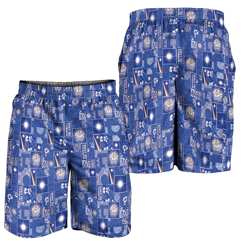 Marshall Islands Merry Christmas Shorts for Men Pacific Patchwork Xmas Vibes - Polynesian Pride