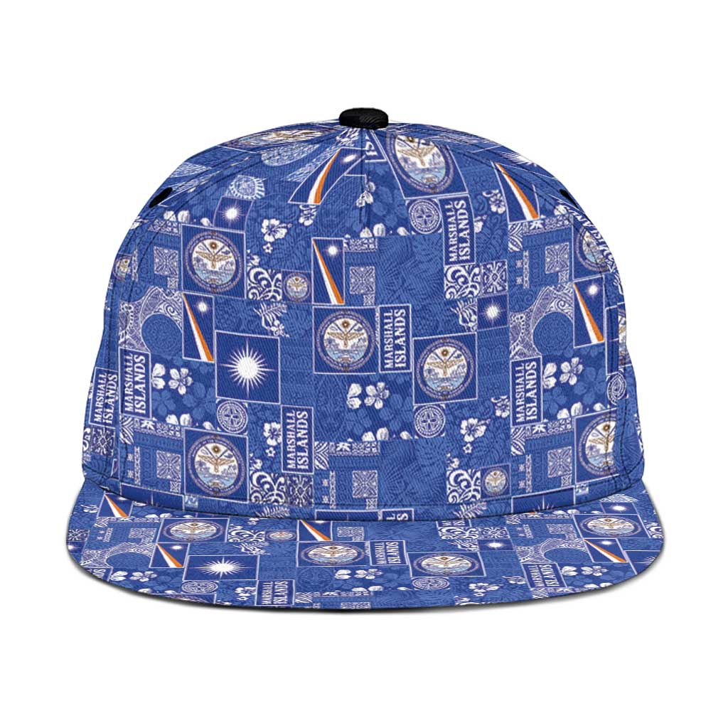 Marshall Islands Merry Christmas Snapback Cap Pacific Patchwork Xmas Vibes - Polynesian Pride