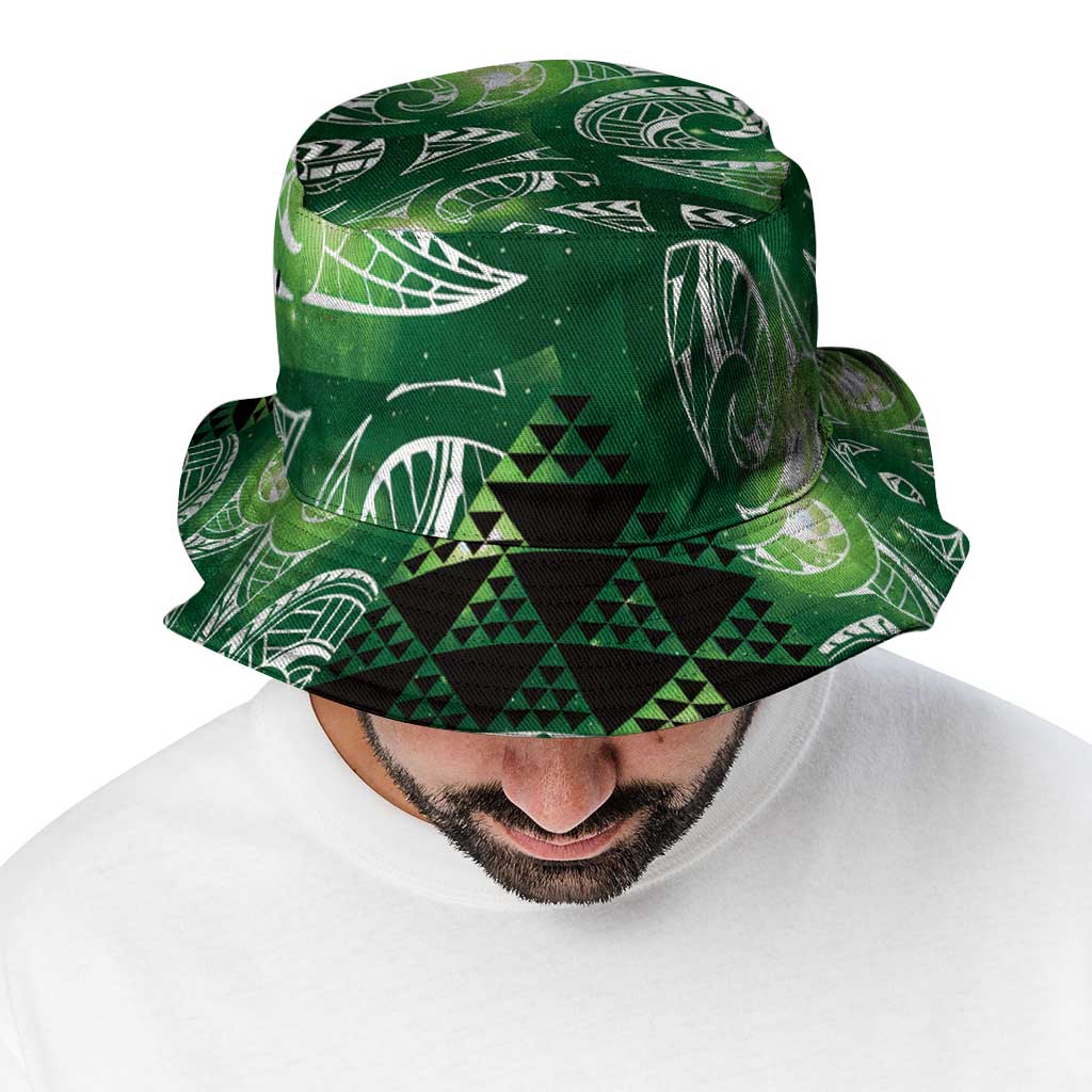 Matariki New Zealand Bucket Hat NZ Niho Taniwha Maori New Year Green Galaxy LT14 - Polynesian Pride