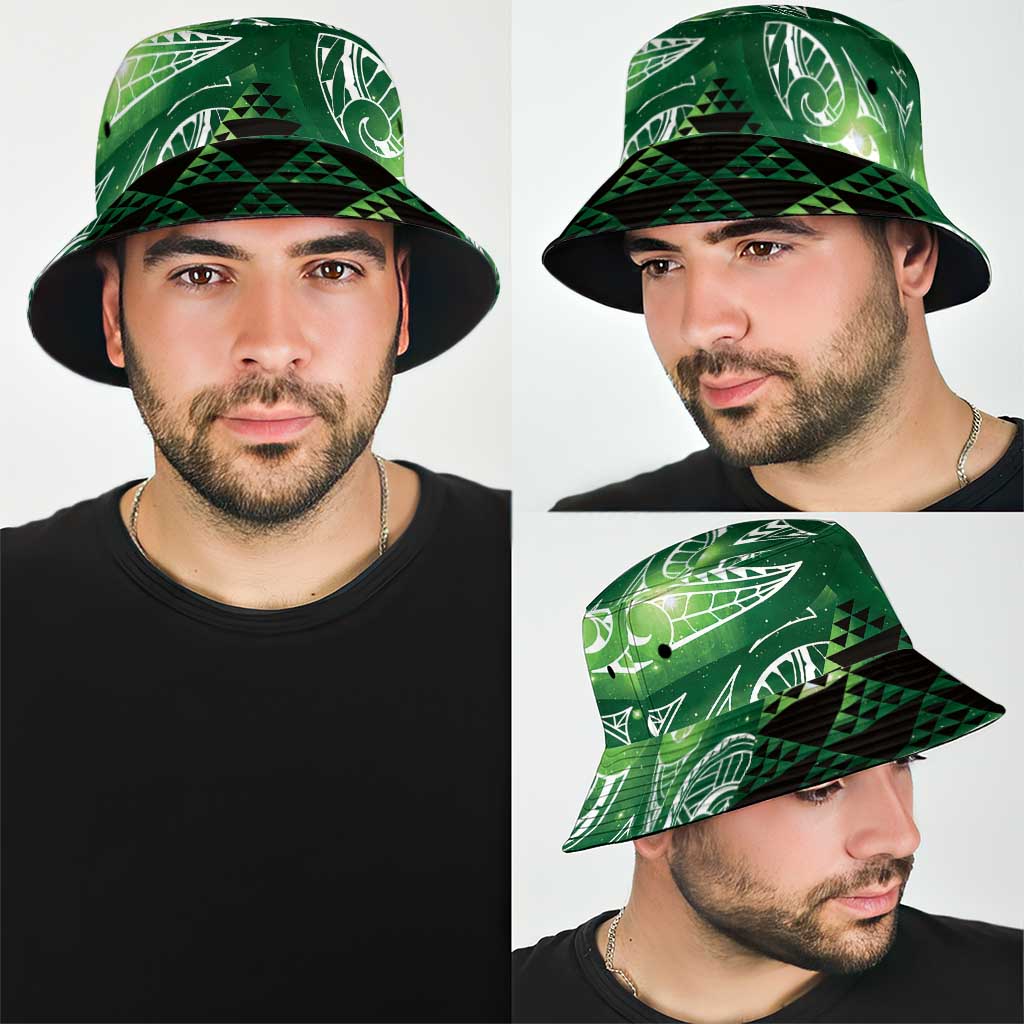 Matariki New Zealand Bucket Hat NZ Niho Taniwha Maori New Year Green Galaxy LT14 - Polynesian Pride