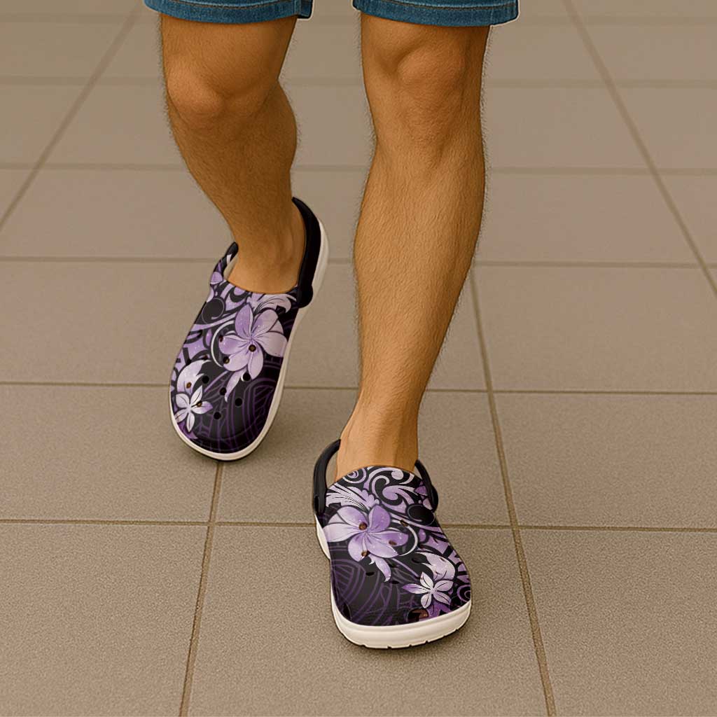 Matariki New Zealand Clogs Shoes Maori Pattern Purple Galaxy - Polynesian Pride