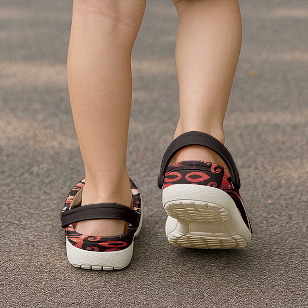 Matariki New Zealand Clogs Shoes Maori Pattern Red Galaxy - Polynesian Pride