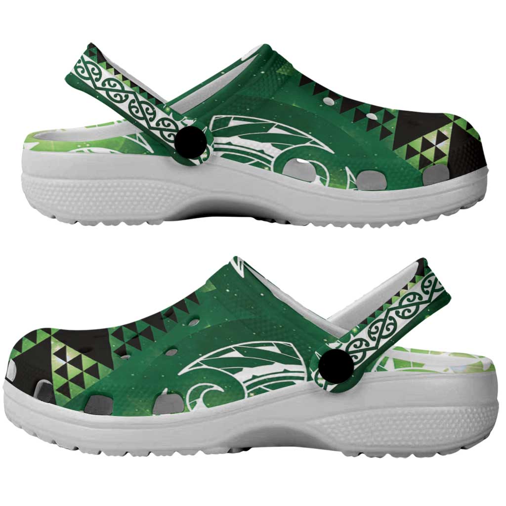 Matariki New Zealand Clogs Shoes NZ Niho Taniwha Maori New Year Green Galaxy LT14 - Polynesian Pride