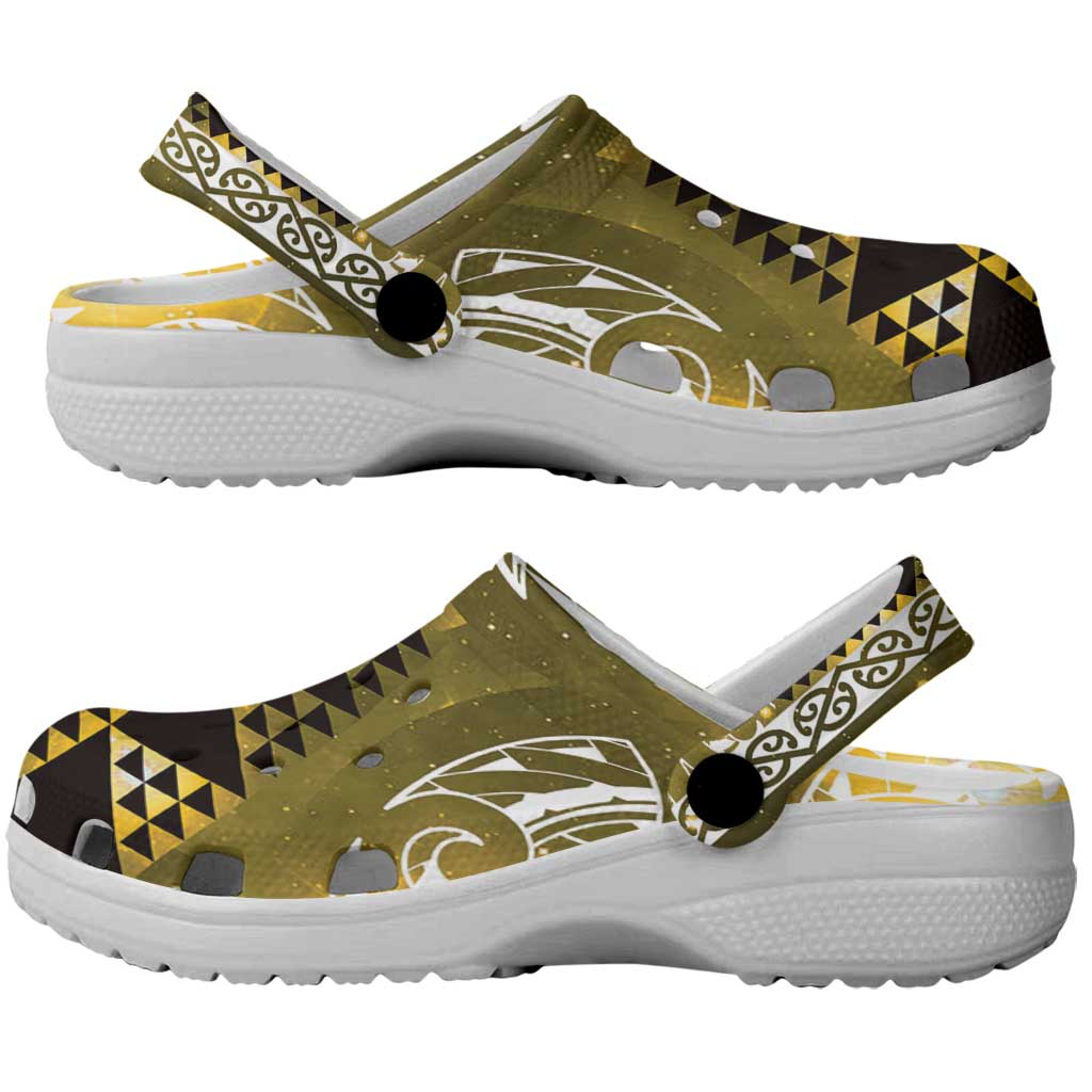 Matariki New Zealand Clogs Shoes NZ Niho Taniwha Maori New Year Yellow Galaxy LT14 - Polynesian Pride