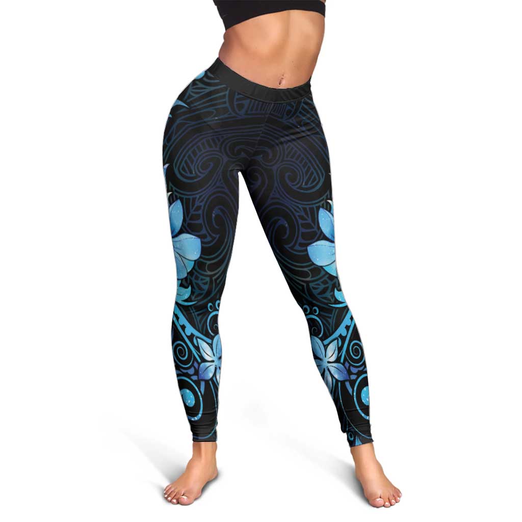 Matariki New Zealand Leggings Maori Pattern Blue Galaxy - Polynesian Pride