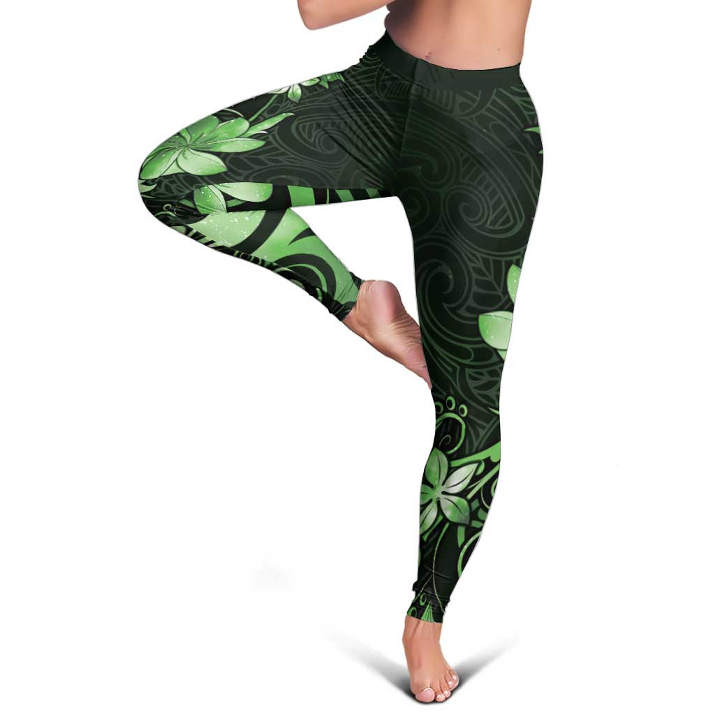 Matariki New Zealand Leggings Maori Pattern Green Galaxy - Polynesian Pride