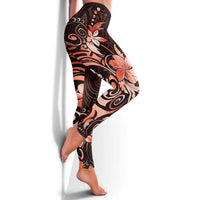 Matariki New Zealand Leggings Maori Pattern Red Galaxy - Polynesian Pride