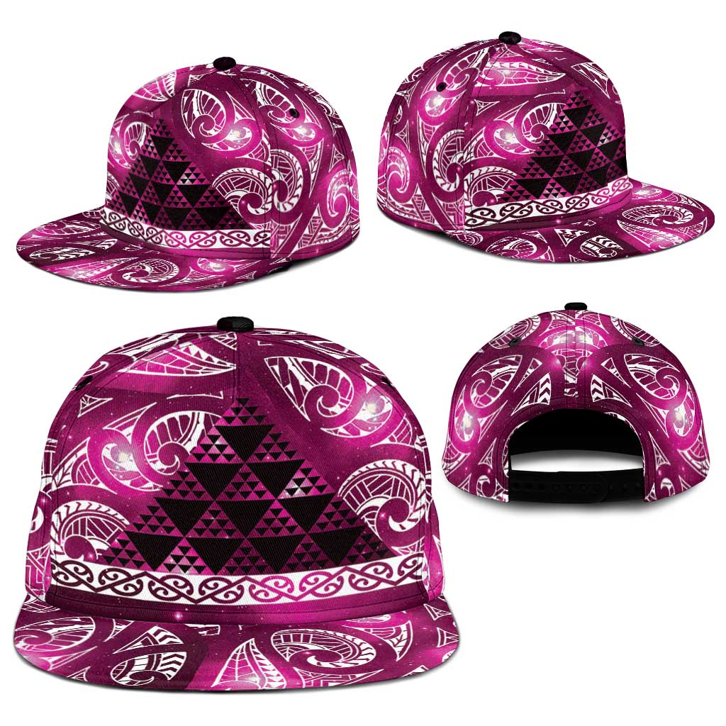 Matariki New Zealand Snapback Cap NZ Niho Taniwha Maori New Year Pink Galaxy LT14 - Polynesian Pride