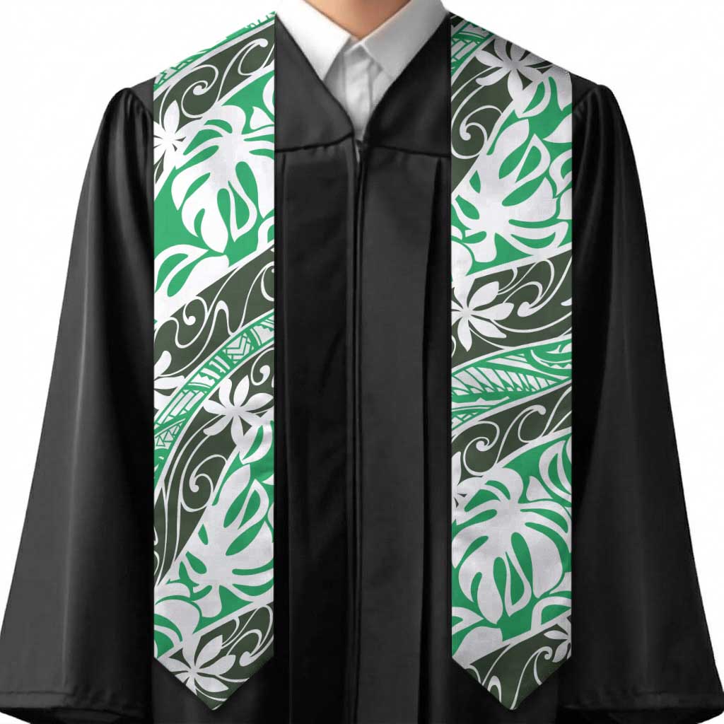 Matie Tahiti Tiare Monstera Graduation Stole Polynesian Pattern Curve Style LT01 - Polynesian Pride