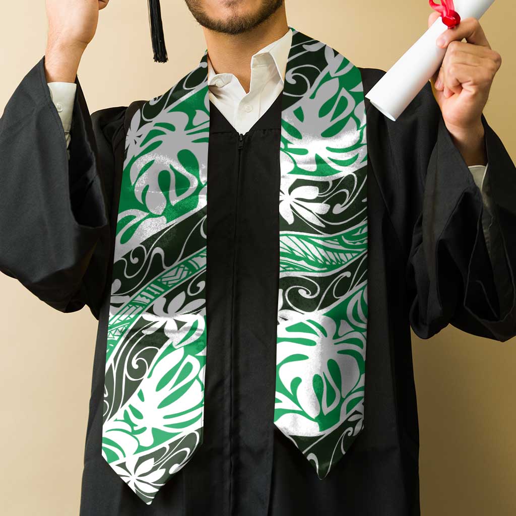Matie Tahiti Tiare Monstera Graduation Stole Polynesian Pattern Curve Style LT01 - Polynesian Pride