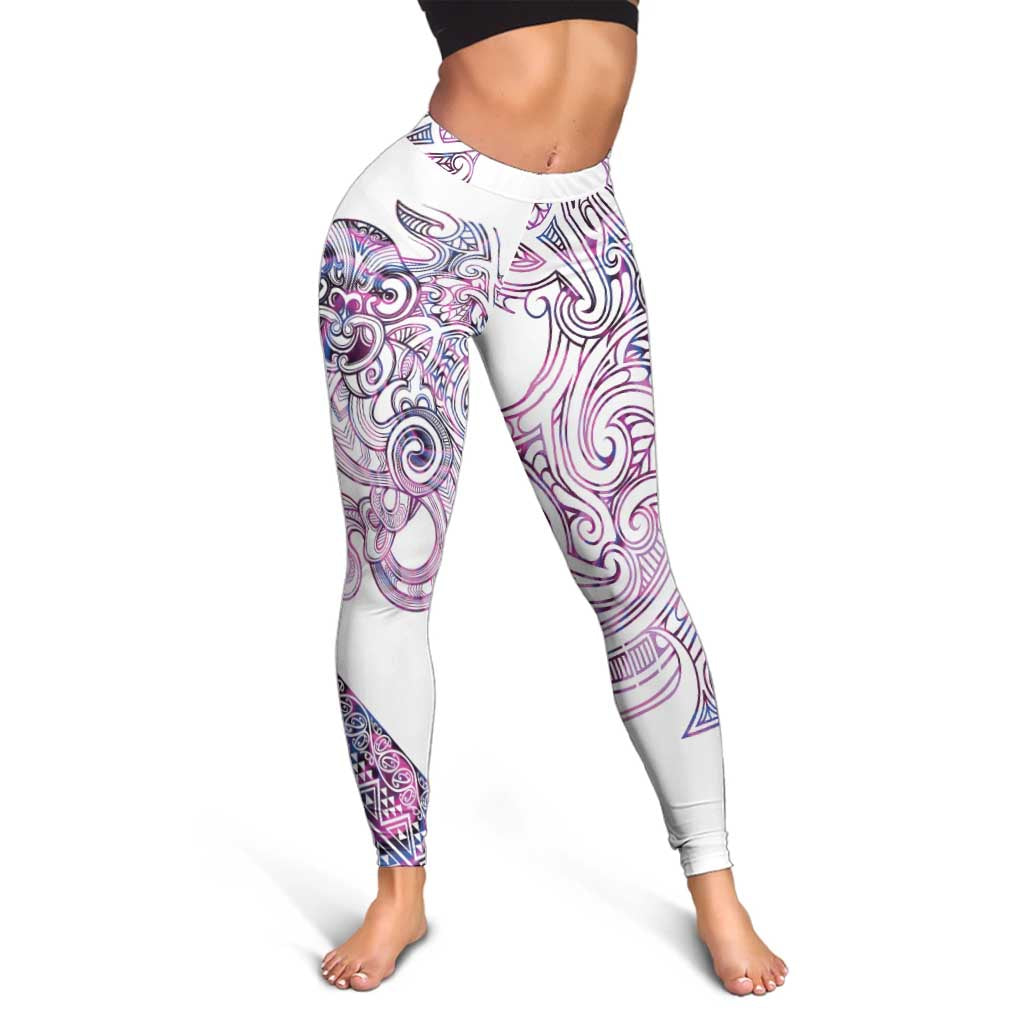 Mawhero Paua Shell Kowhaiwhai Taniko Leggings Taniwha Maori Tribal Style