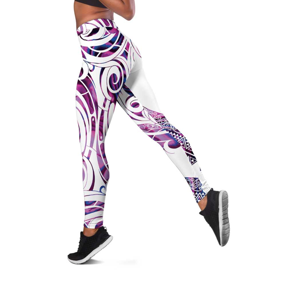 Mawhero Paua Shell Kowhaiwhai Taniko Leggings Turtle Tattoo Maori Tribal Style