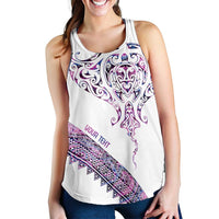 Mawhero Paua Shell Kowhaiwhai Taniko Personalised Women Racerback Tank Manta Ray Shark-Turtle Maori Tribal Style