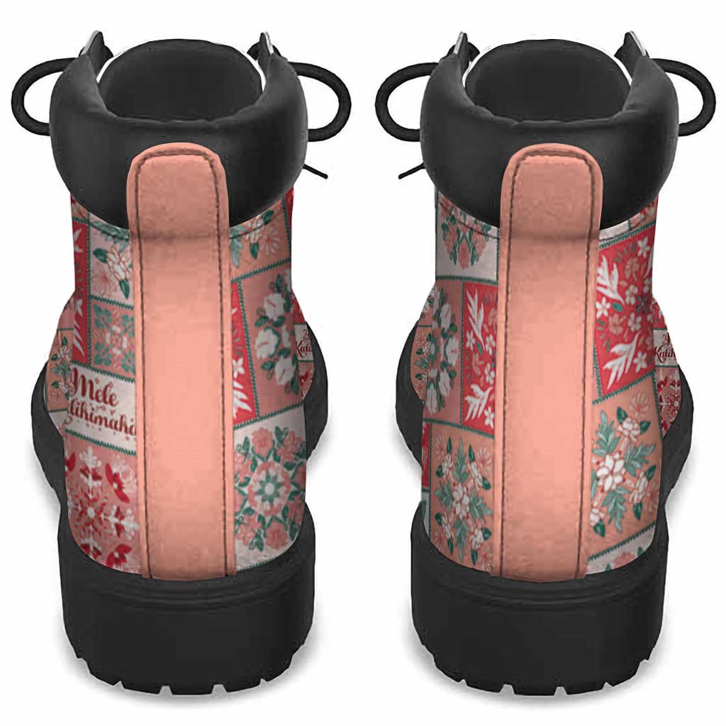 Mele Kalikimaka Hawaii Christmas All Season Boots Ulaula Seamless Floral Motif - Polynesian Pride