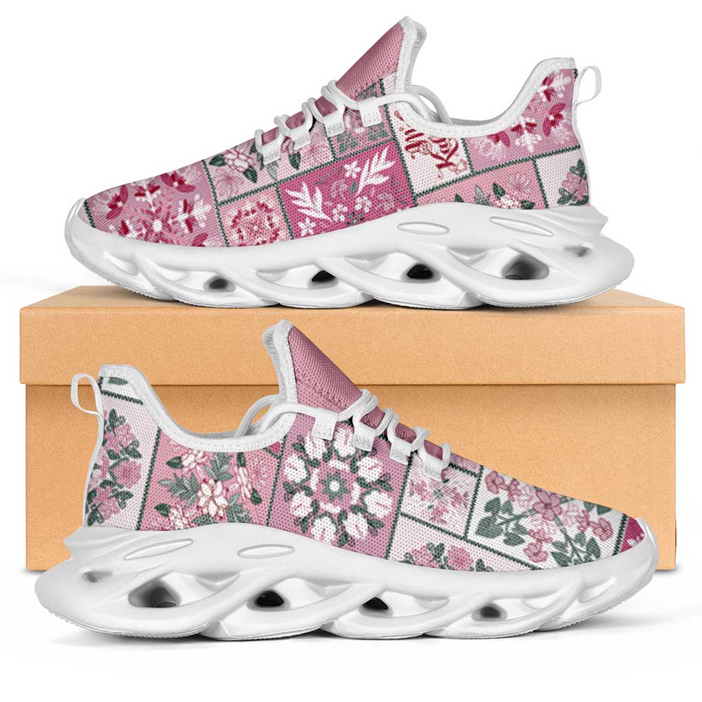 Mele Kalikimaka Hawaii Christmas Clunky Sneakers Akala Seamless Floral Motif - Polynesian Pride