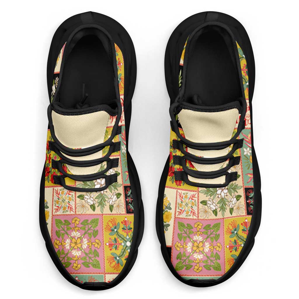 Mele Kalikimaka Hawaii Christmas Clunky Sneakers Melemele Mama Seamless Floral Motif - Polynesian Pride