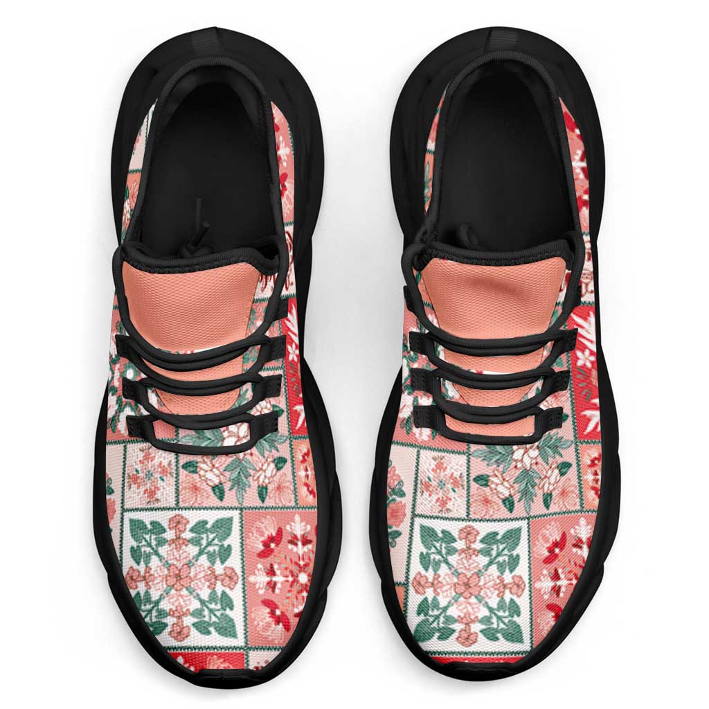 Mele Kalikimaka Hawaii Christmas Clunky Sneakers Ulaula Seamless Floral Motif - Polynesian Pride