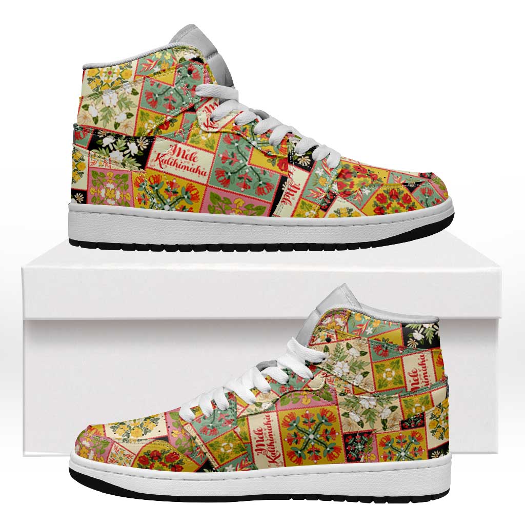 Mele Kalikimaka Hawaii Christmas High Sneakers AJ1 Melemele Mama Seamless Floral Motif LT9