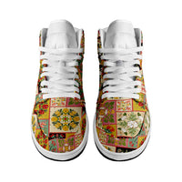 Mele Kalikimaka Hawaii Christmas High Sneakers AJ1 Melemele Mama Seamless Floral Motif - Polynesian Pride