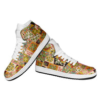 Mele Kalikimaka Hawaii Christmas High Sneakers AJ1 Melemele Mama Seamless Floral Motif - Polynesian Pride