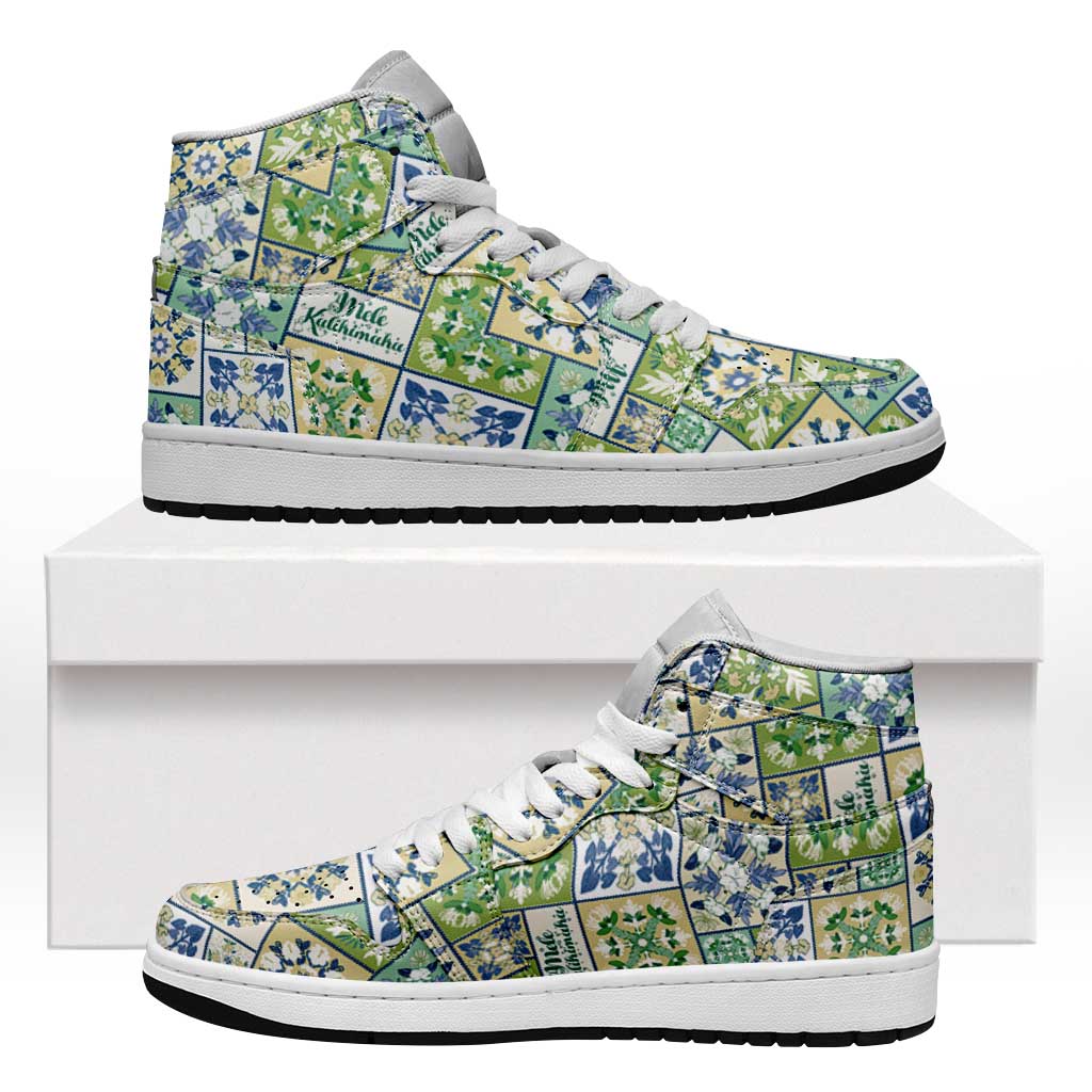 Mele Kalikimaka Hawaii Christmas High Sneakers AJ1 Omaomao Seamless Floral Motif - Polynesian Pride